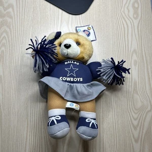 Vintage Dallas Cowboys Cheerleader Teddy Bear+Outfit Bow Pom Poms Rare NFL Plush - Picture 1 of 12