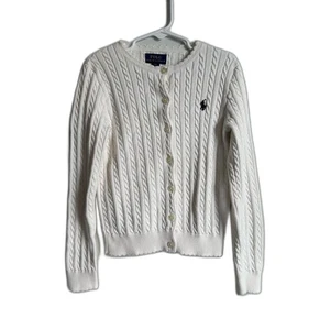 Polo by Ralph Lauren Girls White Cable Knit Sweater Size 7 - Picture 1 of 5