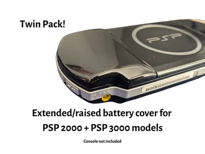 2x PSP 2000/3000 Extended Battery Covers – Black Case for 2200mAh Fat Battery - Image 1 of 4
