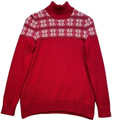 Breckenridge Womens Turtleneck Fair Isle Pullover Sweater Knit Size M Red - Image 1 of 4