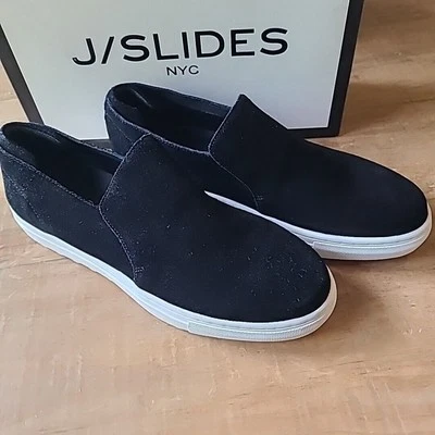 J Slides Perrie Slip On Sneaker style shoes Black Suede Leather Womens 8.5 NEW - Image 1 of 4