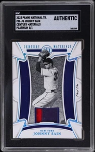 2023 National Treasures Johnny Sain Century Materials Platinum #15 1/1 SGC Auth - Picture 1 of 2