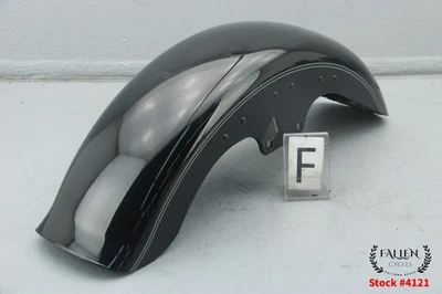 2006 Harley Softail Fatboy Front Fender VIVID BLACK / SILVER STRIPES #4121 - Image 1 of 4