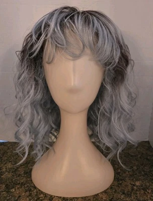 Motown Tress Sia Wig  Blue Silver Iron And Heat Safe Curly With Bangs - Image 1 of 4