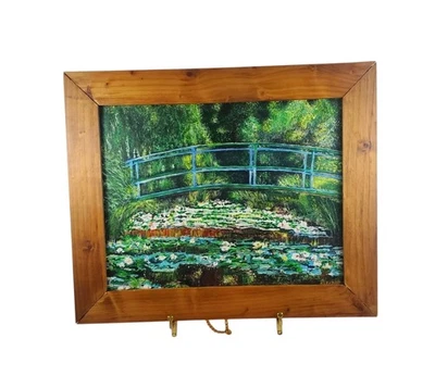 Lienzo reproducción pintada Monet pintura puente japonés nenúfares 11x14  Foto 1 de 4