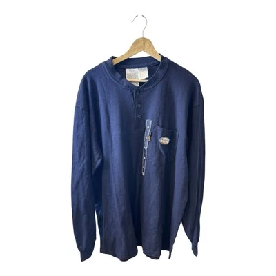 Camiseta Henley Rasco resistente al fuego azul marino manga larga talla XL NTF453 NUEVA CON ETIQUETAS Foto 1 de 4