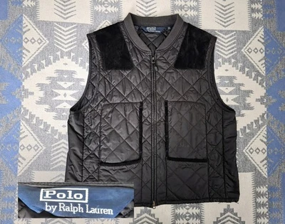 Vintage Polo Ralph Lauren Calf Suede Quilted Hunting Shooting Vest Gilet Sz 2XL  - Image 1 of 4