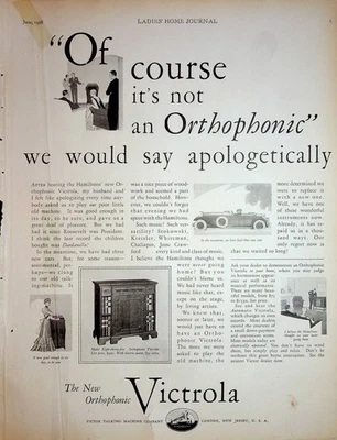 Anuncio grabadora vintage original de 1928: Ft. The New Orthophonic Victrola Foto 1 de 2