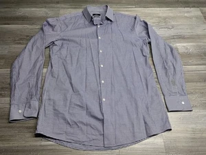 Hugo Boss Mens Sharp Fit Long Sleeve Dress Shirt Office Casual Sz 16 34/35 Blue - Picture 1 of 8