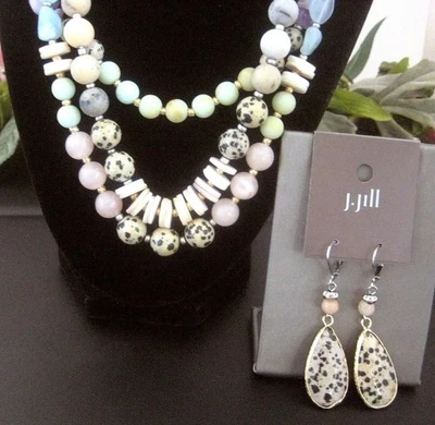 Juego de collar y pendientes J. Jill piedra jaspe, concha y más nuevo con etiquetas Foto 1 de 4