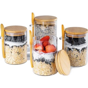 Overnight Oats Containers with Lids,16oz Overnight Oats Jars 4 Pack, Oatmeal ... - Picture 1 of 8