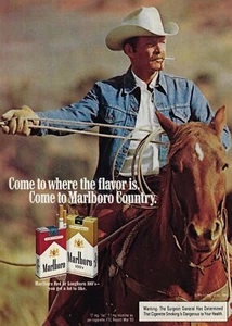 Marlboro Zigaretten Werbung 1983 orig Vintage Druck 80er Retro Foto Kunst Cowboy Mann - Bild 1 von 1