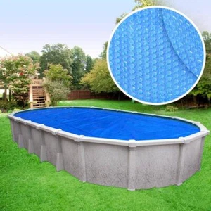 Crystal Blue Solar Pool Cover 12'Wx24'L Oval Above Ground Polyethylene Blue 8Mil - Picture 1 of 1