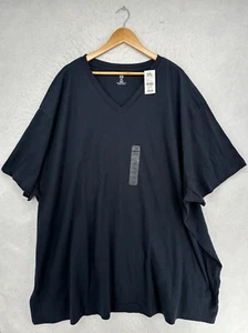 HB Tee Mens 7XL V Neck Short Sleeve Blank Casual Black Shirt Summer Big Tall - Picture 1 of 8