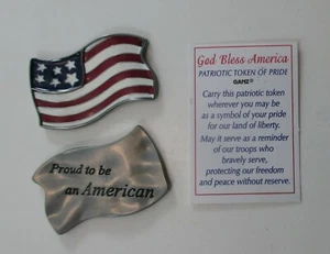 F1 Flag GOD BLESS AMERICA POCKET TOKEN patriotic military Proud 2 be American - Picture 1 of 4