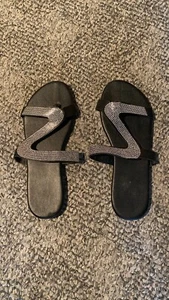 Women's summer sandals size 8, rhinestone decor, open toe Elegant or casual - Picture 1 of 4