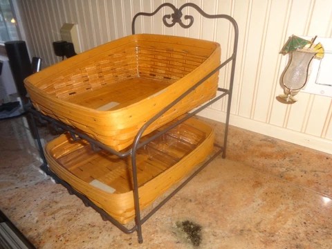 LONGABERGER 2 TIER WROUGHT IRON STAND ORGANIZER BASKETS Cover