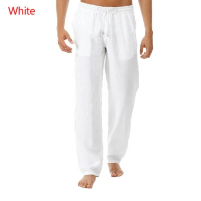 Beach Mens Casual Drawstring Long Trousers Long Baggy Yoga loose waist pants - Image 1 of 4