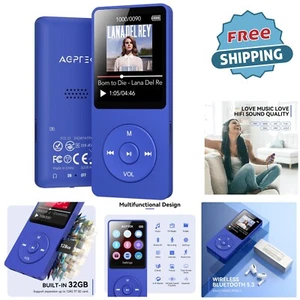 MP3 Player Bluetooth 5.3 32GB Portable with Speaker and FM Radio for Travel - Picture 1 of 11