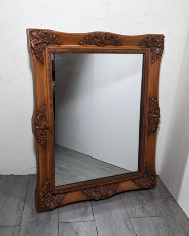 Vintage Ornate Victorian Style Faux Carved Wood Plastic Frame Wall Mirror Cover