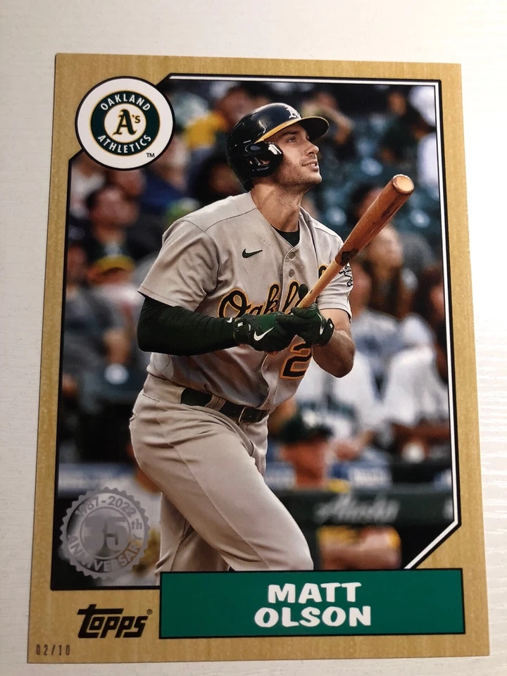 2022 Topps 1987 Parallel Jumbo 5x7 Gold /10 Matt Olson Athletics T87-25 - Image 1 of 1