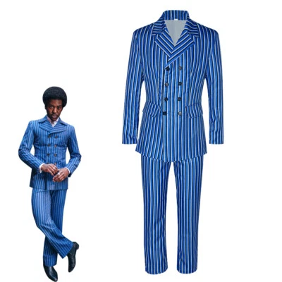 Doctor Who Season 14 TV Cosplay The Doctor Blue Striped Top Pant Suit Costume - Image 1 of 4