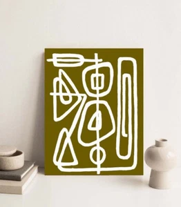 Original Acrylic Painting Mid Century Modern Art Abstract Shapes Neutral Colors - Picture 1 of 14