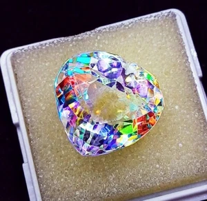 Loose Gemstone Mystic Quartz Heart Shape 28.60 Ct Certified With Free Gift - Picture 1 of 7