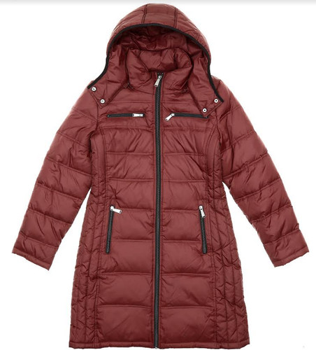 Cappotto donna Michael Kors V7319 rosso imbottito con cappuccio taglia media
