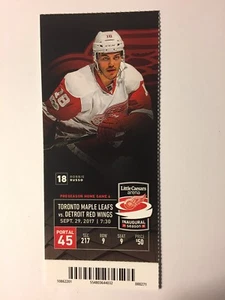 DETROIT RED WINGS VS TORONTO MAPLE LEAFS SEPTEMBER 29, 2017 TICKET STUB - Picture 1 of 1