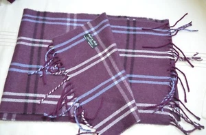  Burgundy Plaid 100% Acrylic Fringed 64" Oblong Scarf made in Italy - Picture 1 of 8