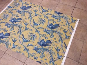 Marvic Textiles PARADISIERS 7709-3 Azure/Maize Print Fabric 1 Full Yard 36” New - Picture 1 of 6