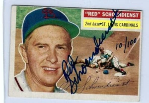 2002 TOPPS RED SCHOENDIENST AUTO #/100 1956 TOPPS HOF VINTAGE BUYBACKS AUTOPROOF - Picture 1 of 2
