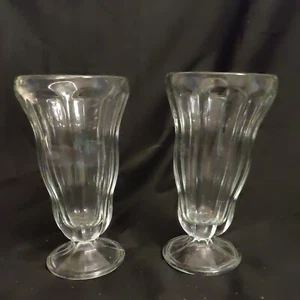 Paar Vintage Pressglas groß schwer Dessert Eisbecher Eisschalen Schüsseln 17 cm - Bild 1 von 5