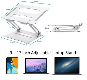 Adjustable Laptop Aluminum Stand Portable Computer Riser Multi-Angle Fits 9"~17" - Picture 1 of 9
