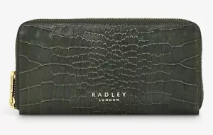 RADLEY GREEN CROC LEATHER ZIP AROUND PURSE WALLET LARGE NEW!!! - Picture 1 of 4