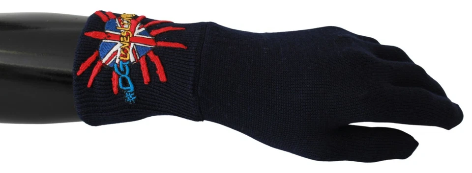 Guantes Dolce & Gabbana Lana Azul #DGLovesLondon Mitón Bordado PVP $400 Foto 1 de 4