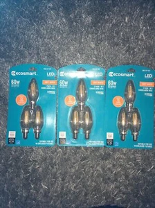 (9) New Ecosmart LED 4.5W 60W Chandelier Dimmable Filament B11 Clear E12 Base - Picture 1 of 3