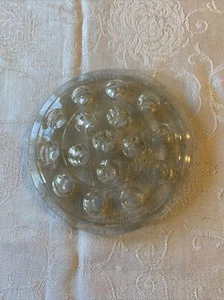 Vintage 5” Floral Arrangement 16 Hole Clear Glass FLOWER FROG - Picture 1 of 7
