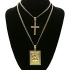 Gold Plated St.Steel Chain 24"/30" Malverde & Cross Pendant Cubic Zirconia 56/8
