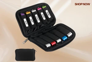 10-Slot USB Flash Drive Case – Polyester Tech Organizer Pouch, 6.5x4x1" (Black) - Picture 1 of 6