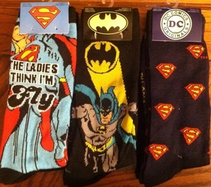 DC comics socks Superman Logo Batman logo size 6-12 6 pairs super Justice League - Picture 1 of 1