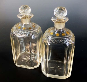 FINE PAIR of REGENCY HAND CUT & GILDED SPIRIT DECANTERS - circa 1820-30 - Picture 1 of 9