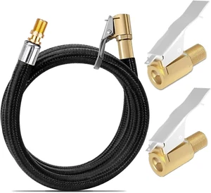Tire Hose with Inflator Adapter,Locking Air Chuck Portable Valve Clamp and Brass - Picture 1 of 12