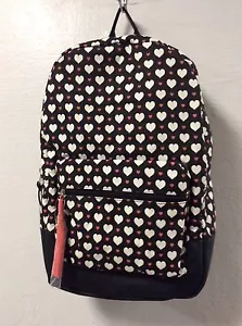 Mochila Niñas Negra Blanca Rosa Patrón Corazón Rosa Borla Sin Límites Nueva H9 - Imagen 1 de 5