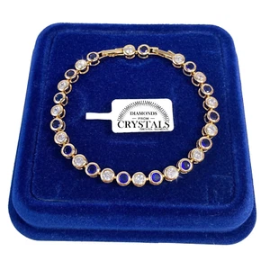 Bracciale Tennis Palline 5mm Blu S pl. oro Giallo 18k con cristalli Zirconi 08 - Foto 1 di 6