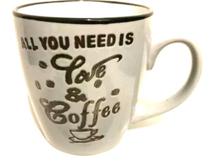 Royal Norfolk "All You Need is Love and Coffee" White & Gold Mug/Cup NEW - Picture 1 of 5