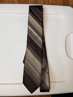 Mens Tie  Botany 500 Brown Blue Stripe Polyester - Image 1 of 3