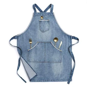 - Denim Apron with Pockets for Men - Sturdy Jean Work Apron | Cross Straps & ... - Picture 1 of 5