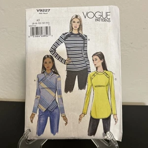Vogue V9227 Button-Detail Tops w Contrast Band, Shirttail Hem Sz 6-14 UNCUT - Picture 1 of 5